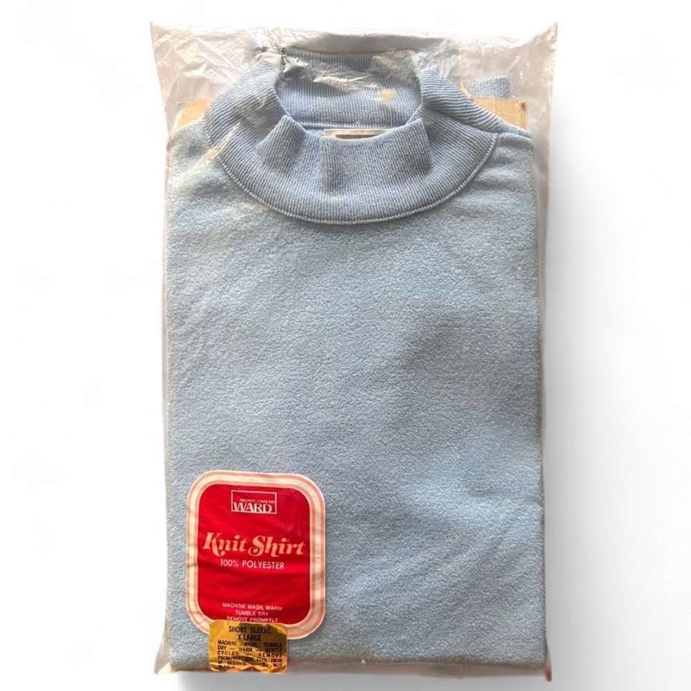 Vintage Montgomery Ward Blue Short Sleeve Turtleneck